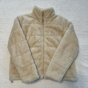 Pink Lily Cream Faux Fur Zip Up Jacket